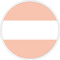 Kreisförmiges Symbol mit zwei horizontalen Streifen: oben rosa, unten weiß, auf schwarzem Hintergrund.