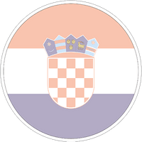 Kreisförmiges Bild der kroatischen Flagge mit Wappen in der Mitte.